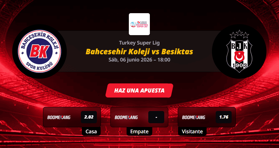 Pronóstico del partido para Bahcesehir Koleji vs Besiktas de la Turkey Super Lig 06/06/2026.