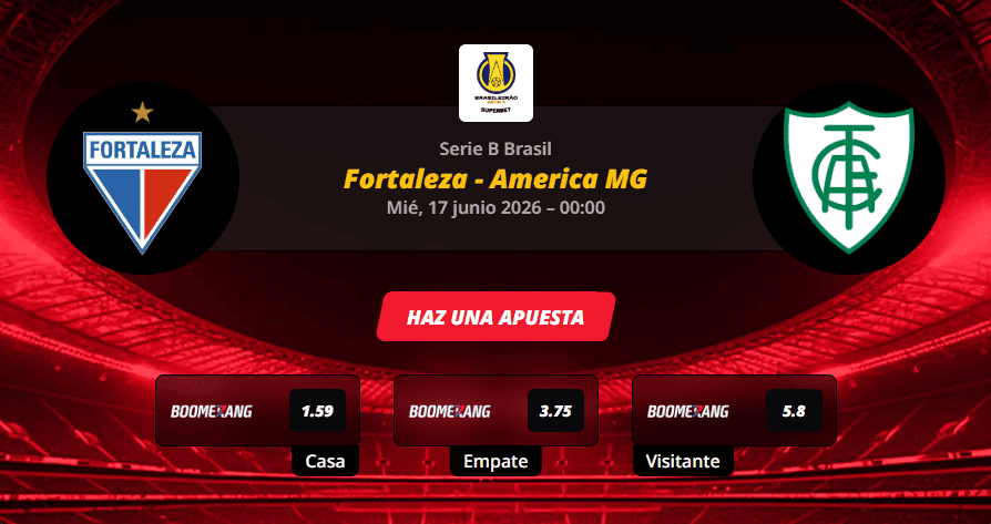 Pronóstico del partido Fortaleza vs America MG en la Serie B Brasil 17/06/26