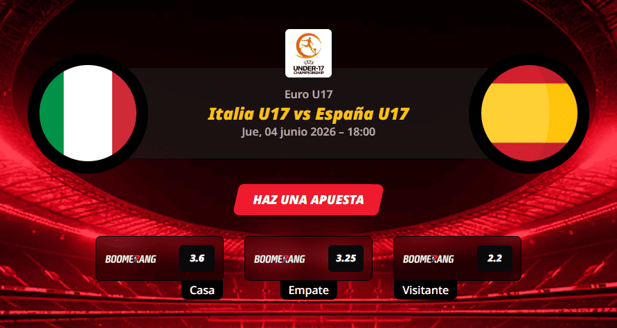 Pronóstico del partido Italia U17 vs España U17 Euro U17 2026
