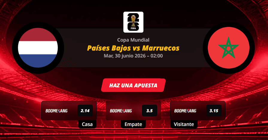 Pronóstico del partido Países Bajos vs Marruecos - Copa Mundial 30/06/26 en el Estadio BBVA de Monterrey