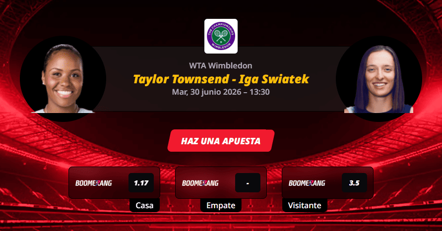 Pronóstico del partido Taylor Townsend vs Iga Swiatek - Wimbledon 30/06/26