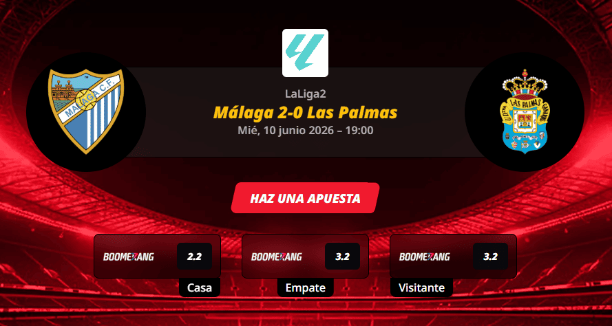 Pronóstico del partido para el Málaga vs Las Palmas en LaLiga2 el 10 de junio de 2026