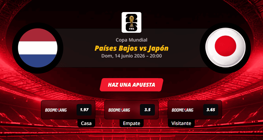 Pronóstico del partido para Países Bajos vs Japón en la Copa Mundial 2026.