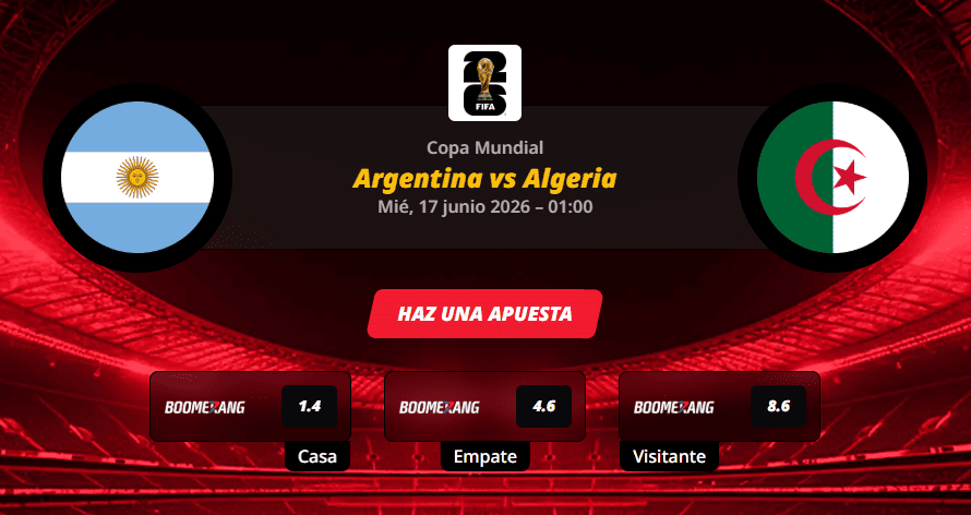 Pronóstico del partido Argentina vs Algeria Copa Mundial FIFA 2026 en Kansas City.