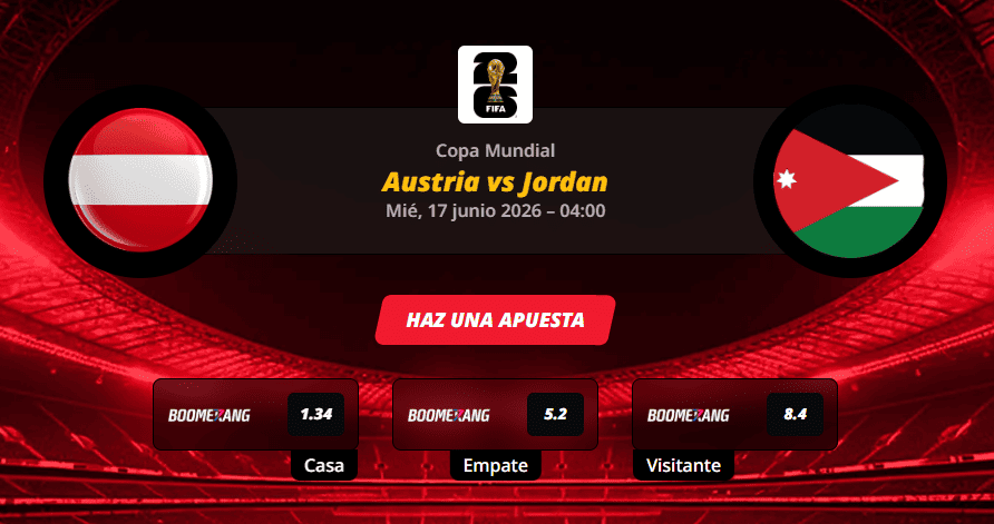 Pronóstico del partido Austria vs Jordan Copa Mundial de la FIFA 2026