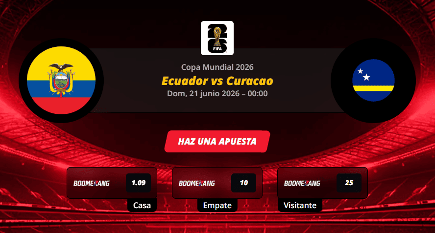 Pronóstico del partido Ecuador vs Curacao Copa Mundial 2026