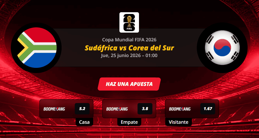 Pronóstico del partido Sudáfrica vs Corea del Sur en la Copa Mundial FIFA 2026