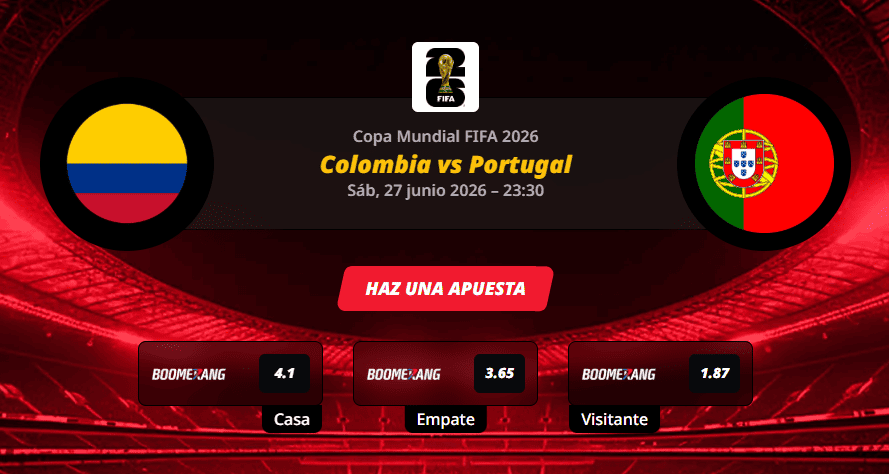 Pronóstico del partido Colombia vs Portugal en la Copa Mundial 2026.