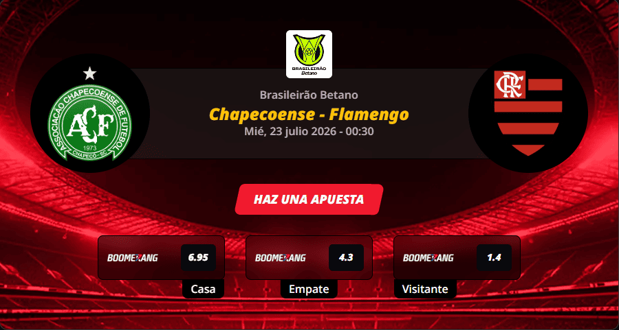 Pronóstico del partido para el Chapecoense vs Flamengo partido del Brasileirão Betano