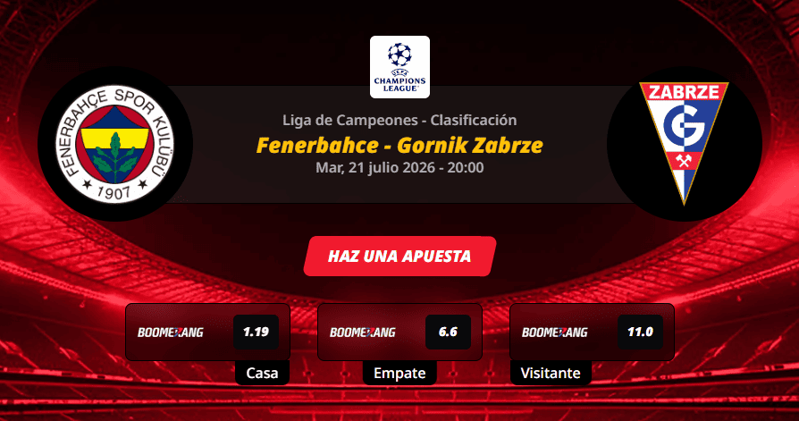 Previa del partido de la UEFA Champions League entre el Fenerbahçe y el Górnik Zabrze, 21 de julio de 2026.