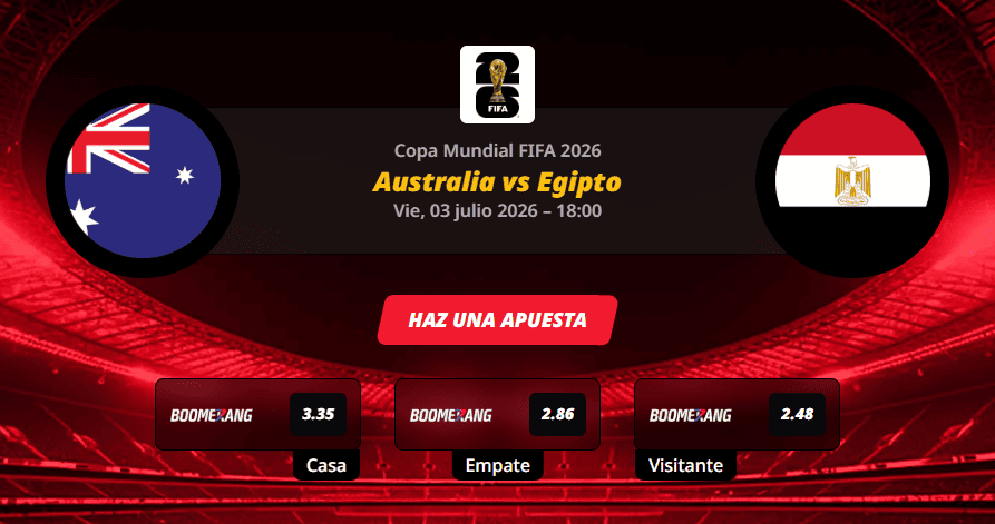 Pronóstico del partido para el Australia vs Egipto partido de la Copa Mundial 2026