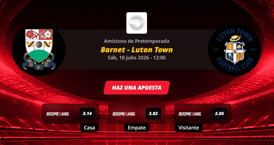 Pronóstico del partido para el Barnet vs Luton Town partido amistoso de pretemporada 2026