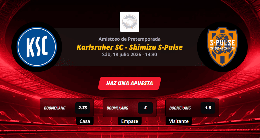 Pronóstico del partido para el Karlsruher SC vs Shimizu S-Pulse partido amistoso de pretemporada 2026